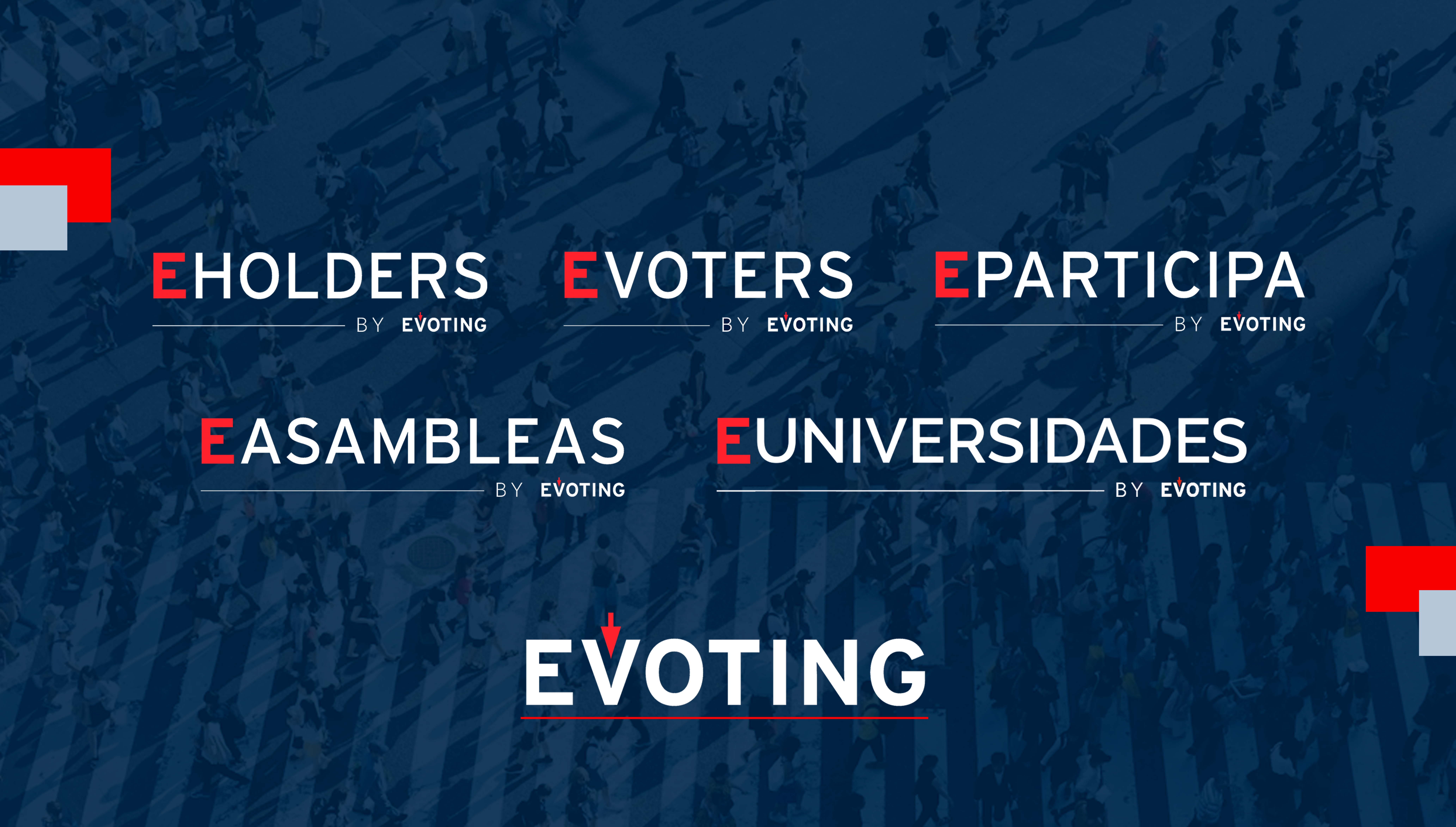 Las 5 plataformas de EVoting: EVoters, EHolders, EAsambleas, EParticipa y EUniversidades